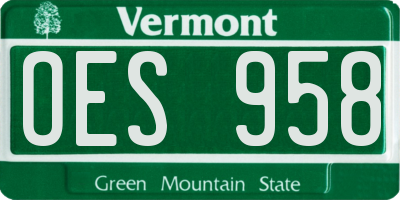 VT license plate OES958