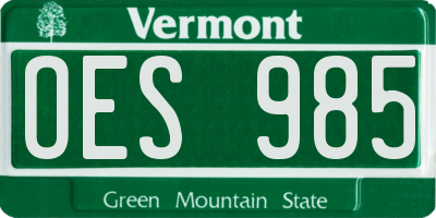 VT license plate OES985