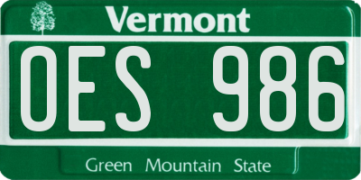 VT license plate OES986