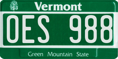 VT license plate OES988