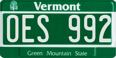 VT license plate OES992