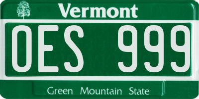 VT license plate OES999