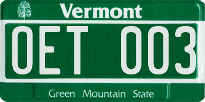 VT license plate OET003
