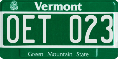 VT license plate OET023
