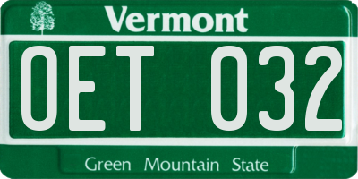 VT license plate OET032