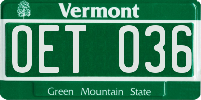 VT license plate OET036