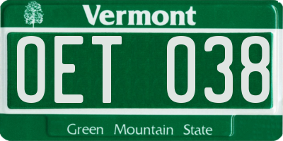 VT license plate OET038