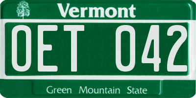 VT license plate OET042