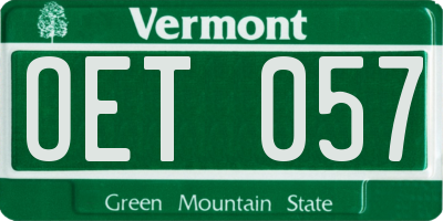 VT license plate OET057