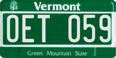 VT license plate OET059