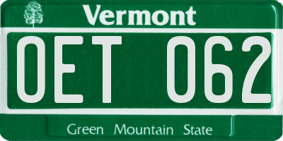 VT license plate OET062