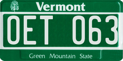 VT license plate OET063