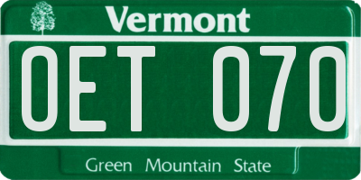 VT license plate OET070