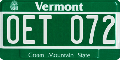 VT license plate OET072