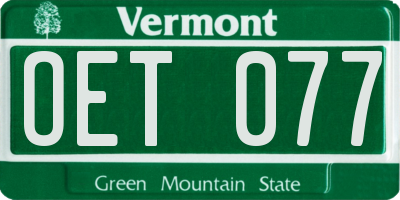 VT license plate OET077