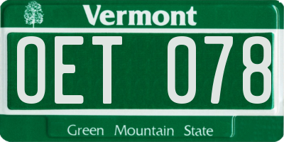 VT license plate OET078