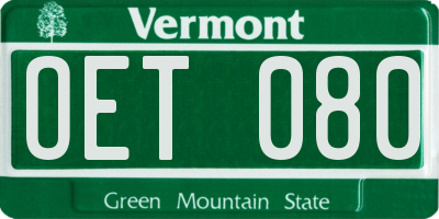 VT license plate OET080