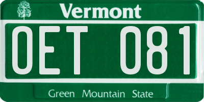 VT license plate OET081