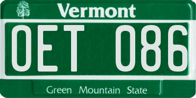 VT license plate OET086