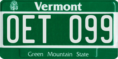 VT license plate OET099