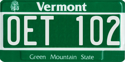 VT license plate OET102