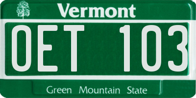 VT license plate OET103