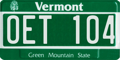 VT license plate OET104