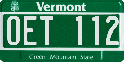VT license plate OET112