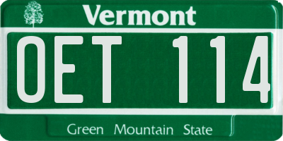 VT license plate OET114