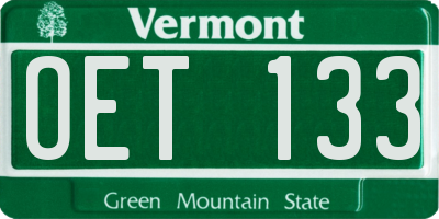 VT license plate OET133