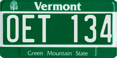 VT license plate OET134