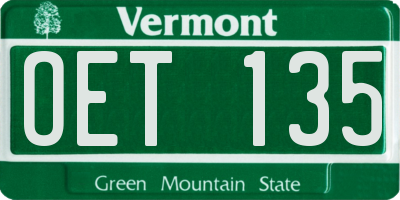 VT license plate OET135