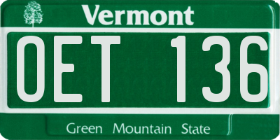VT license plate OET136