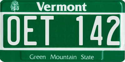 VT license plate OET142