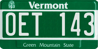 VT license plate OET143