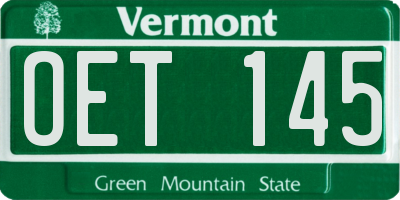 VT license plate OET145