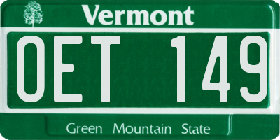 VT license plate OET149