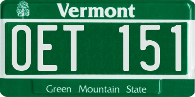 VT license plate OET151