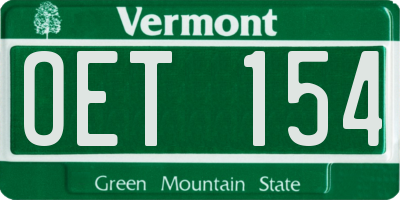 VT license plate OET154