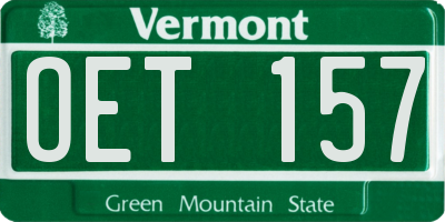 VT license plate OET157