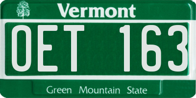 VT license plate OET163
