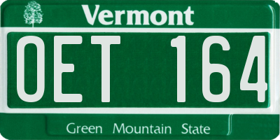 VT license plate OET164