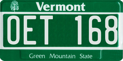VT license plate OET168