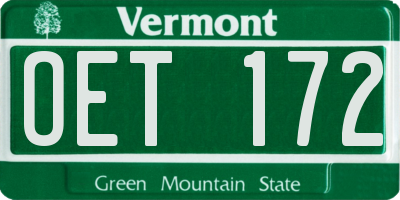 VT license plate OET172