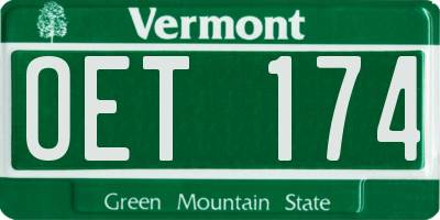 VT license plate OET174