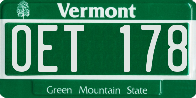 VT license plate OET178
