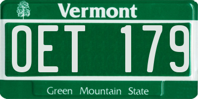 VT license plate OET179