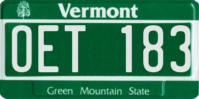 VT license plate OET183