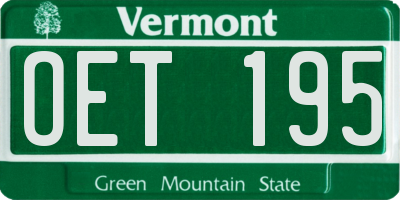 VT license plate OET195