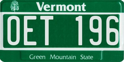 VT license plate OET196
